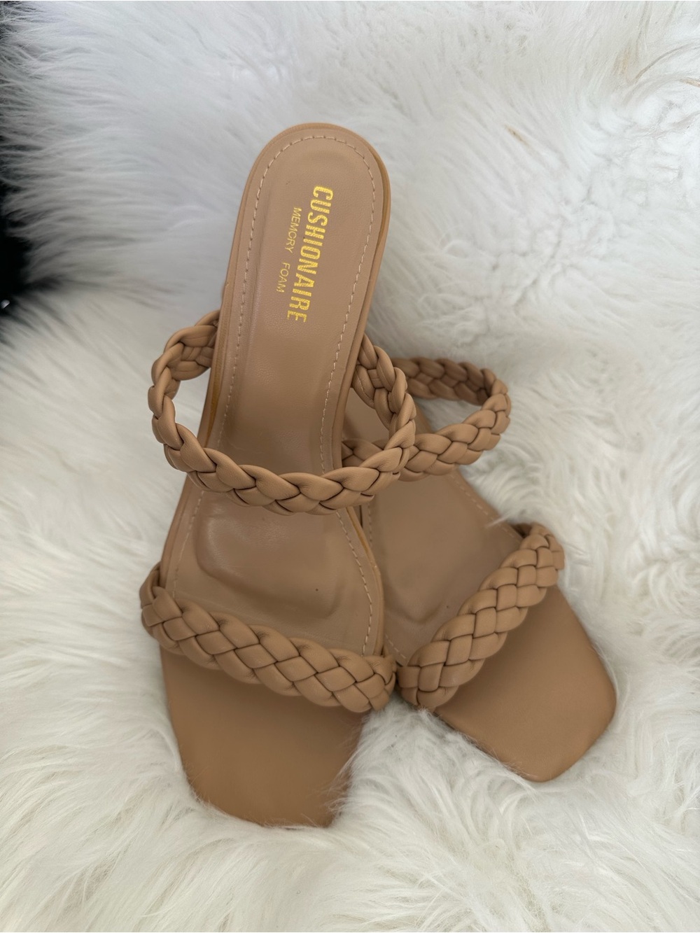 Cushionaire Braided Strap Slide Sandals - Tan